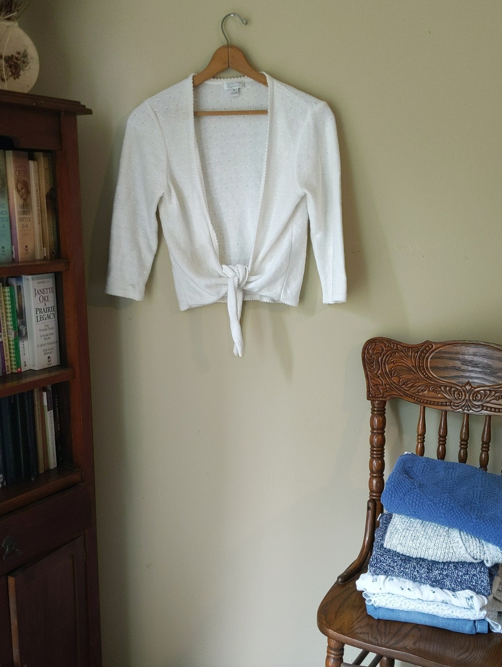 Christopher & Banks Cream Tie-Front Cardigan